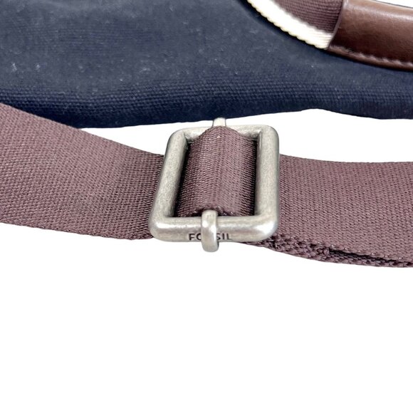 Fossil Lane Canvas & Leather Messenger Bag Adjustable Strap & Snap Closures VGUC - Picture 4 of 16